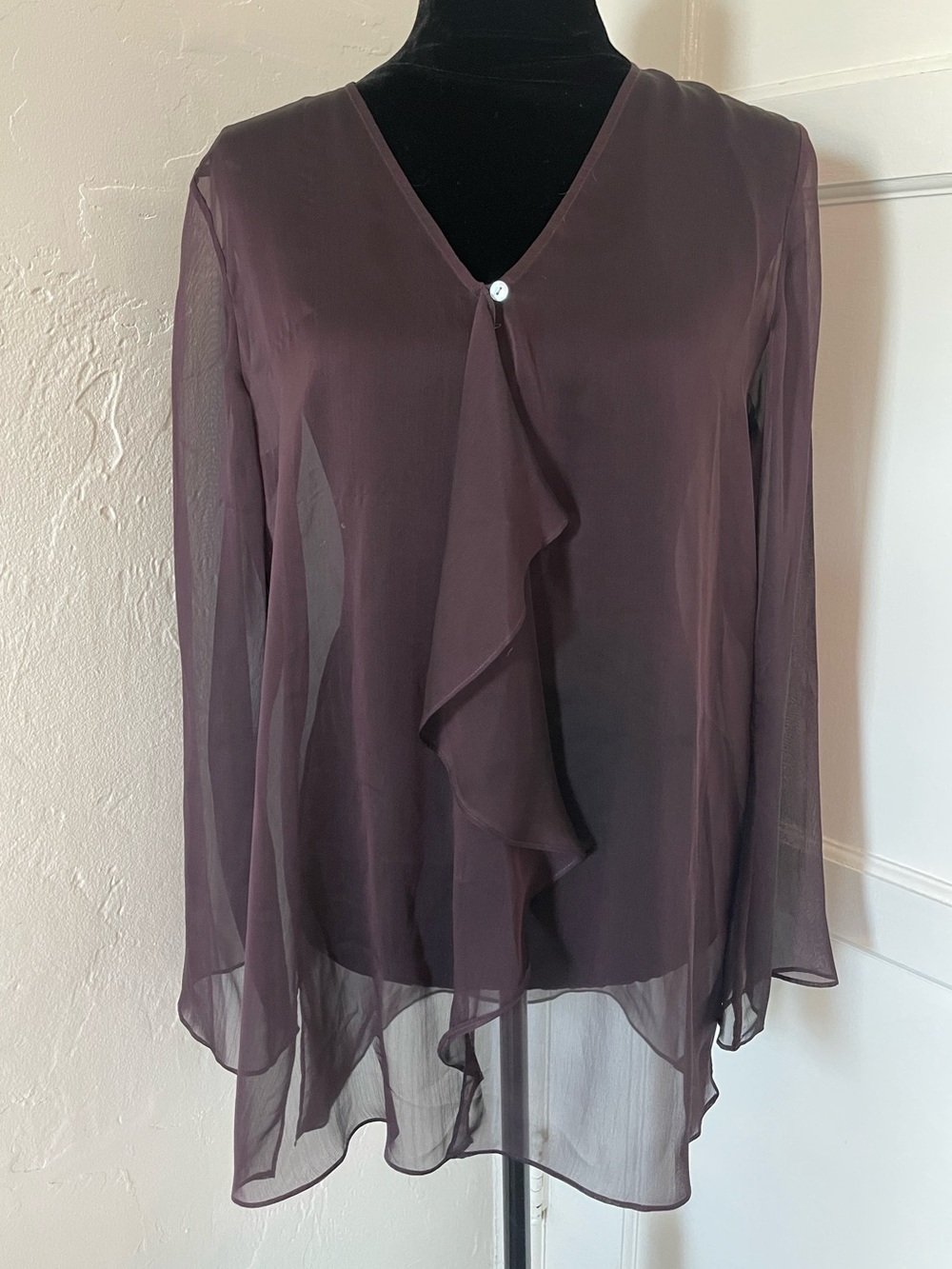 Vtg HALSTON sheer blouse size 12